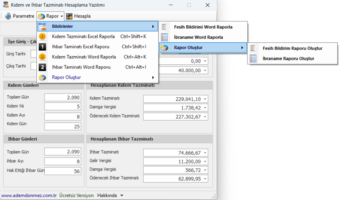 Kıdem ve Ihbar Tazminatı Hesaplama Programı - Görsel 2